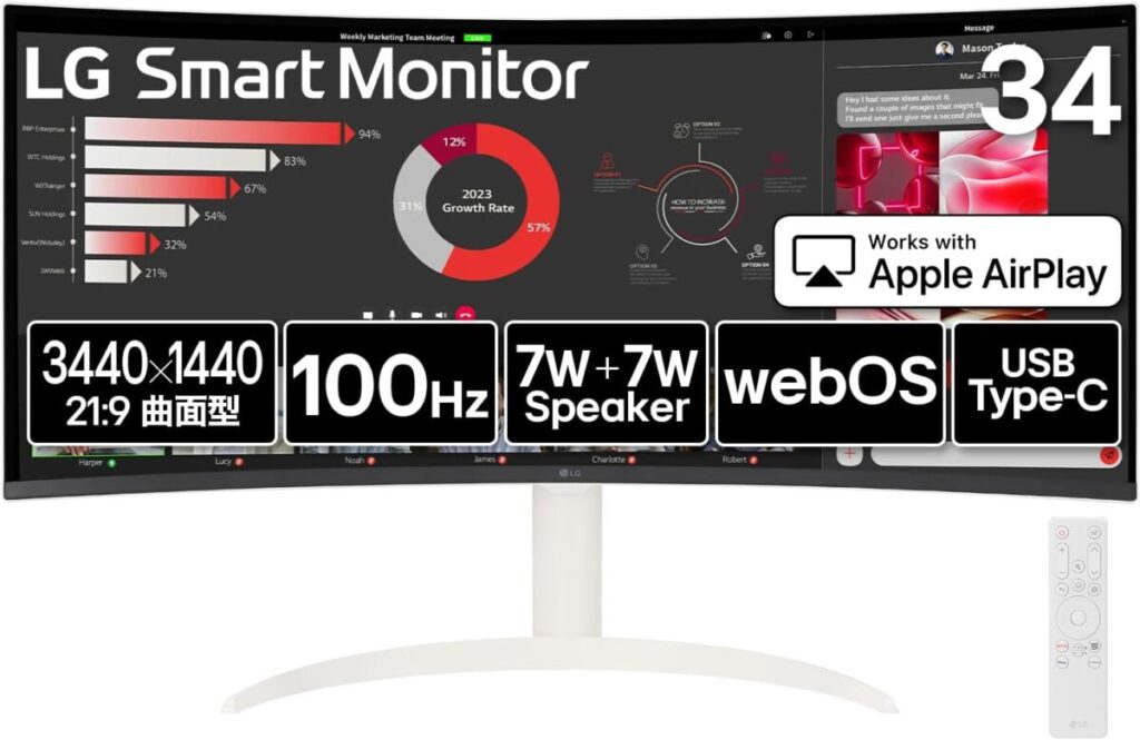 LG Monitor ディスプレイ 34SR63QA-W