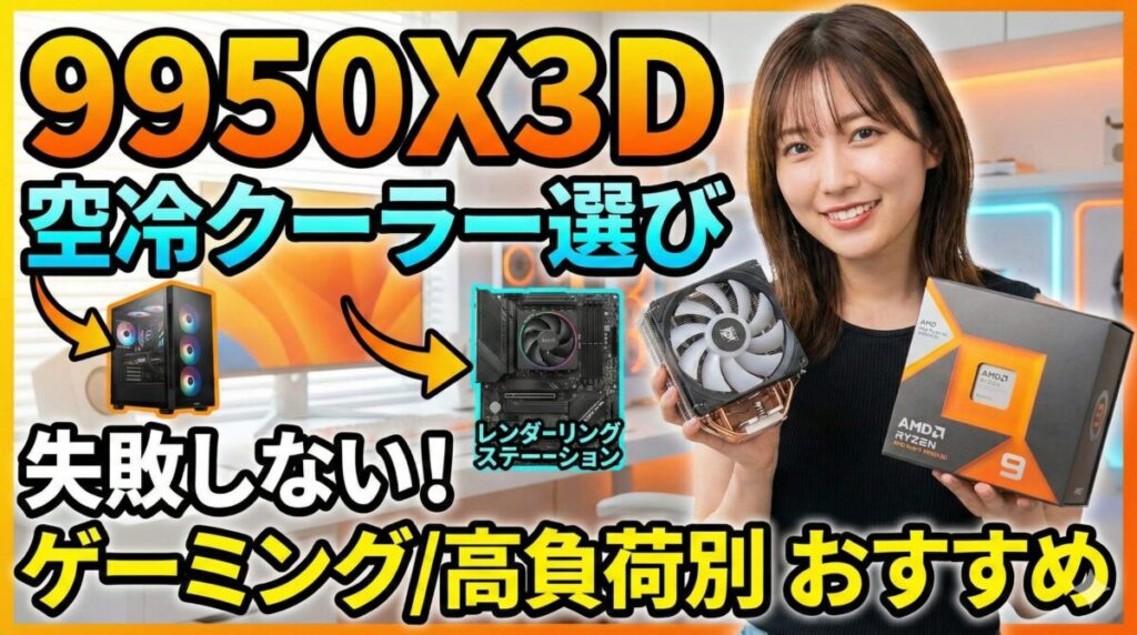 9950X3Dで失敗しない空冷クーラー選び。ゲーミング/高負荷別のおすすめ