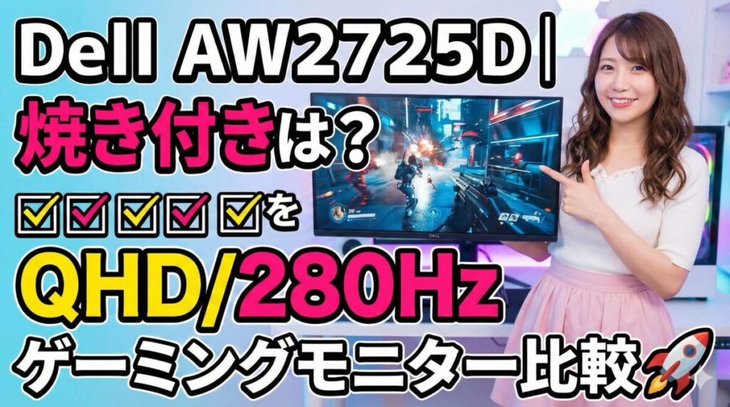 Dell AW2725D｜焼き付きは？QHD/280Hzゲーミングモニター比較
