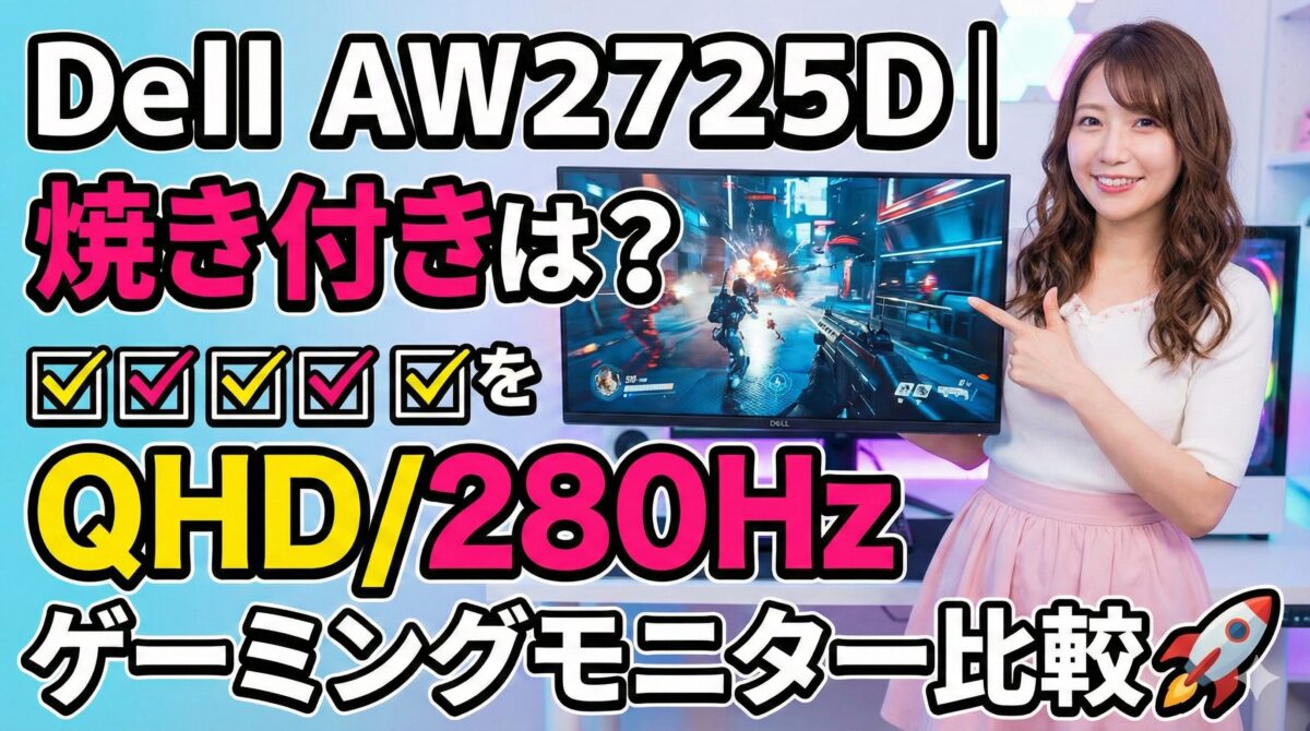 Dell AW2725D｜焼き付きは？QHD/280Hzゲーミングモニター比較