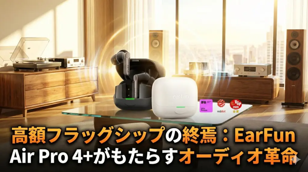 【VGP 2026 金賞・コスパ大賞】EarFun Air Pro 4+ ワイヤレスイヤホン Bluetooth 6.0/ハイブリッド・デュアルドライバー/業界最小クラスBAドライバー/最先端チップ「QCC3091」aptX Losslessに対応/ハイレゾ LDAC対応/Snapdragon Sound/Auracastに対応/最大54時間再生【6マイクAI 通話/PSE認証済み】