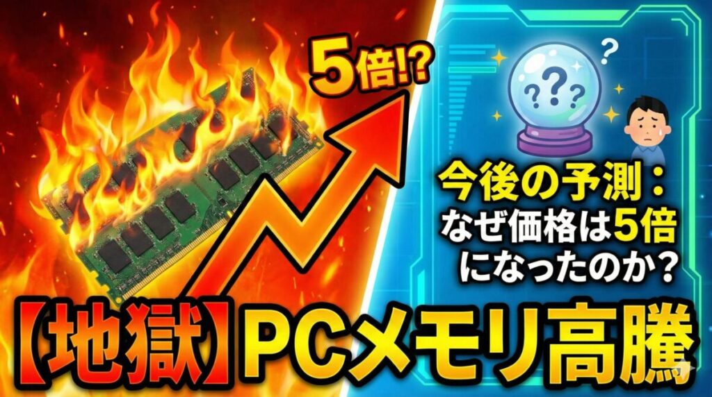 【地獄】PCメモリ高騰の全貌と今後の予測：なぜ価格は5倍になったのか？（2025年12月時点）