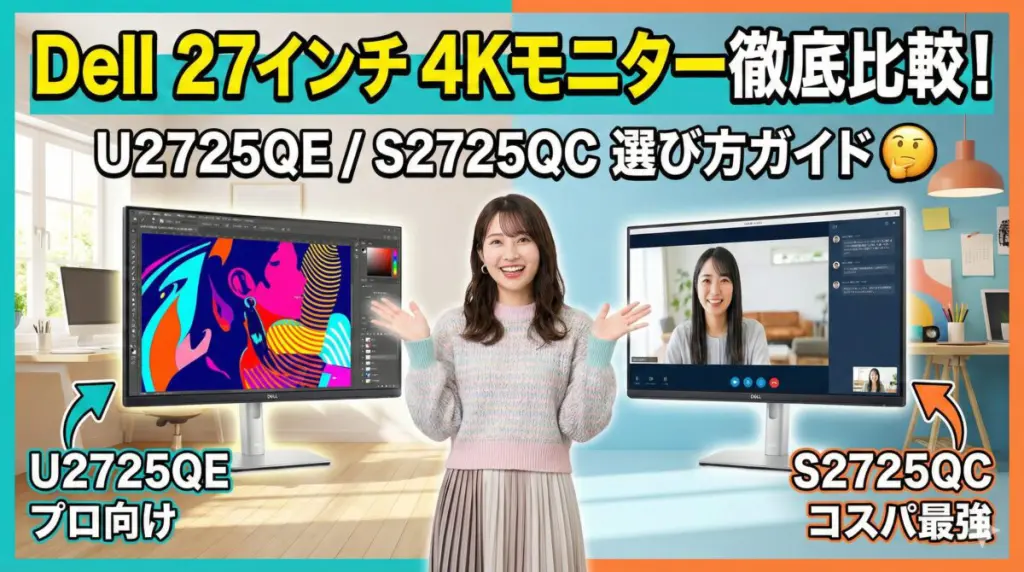 Dell 27インチ4Kモニター徹底比較：U2725QE/S2725QC選び方ガイド 🧐