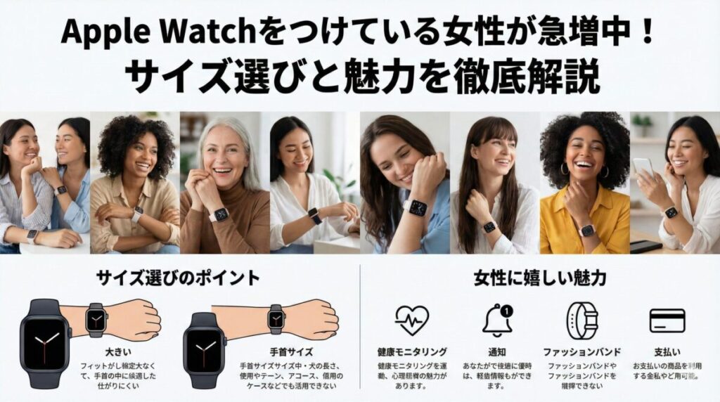 Apple Watchをつけている女性が急増中！サイズ選びと魅力を徹底解説