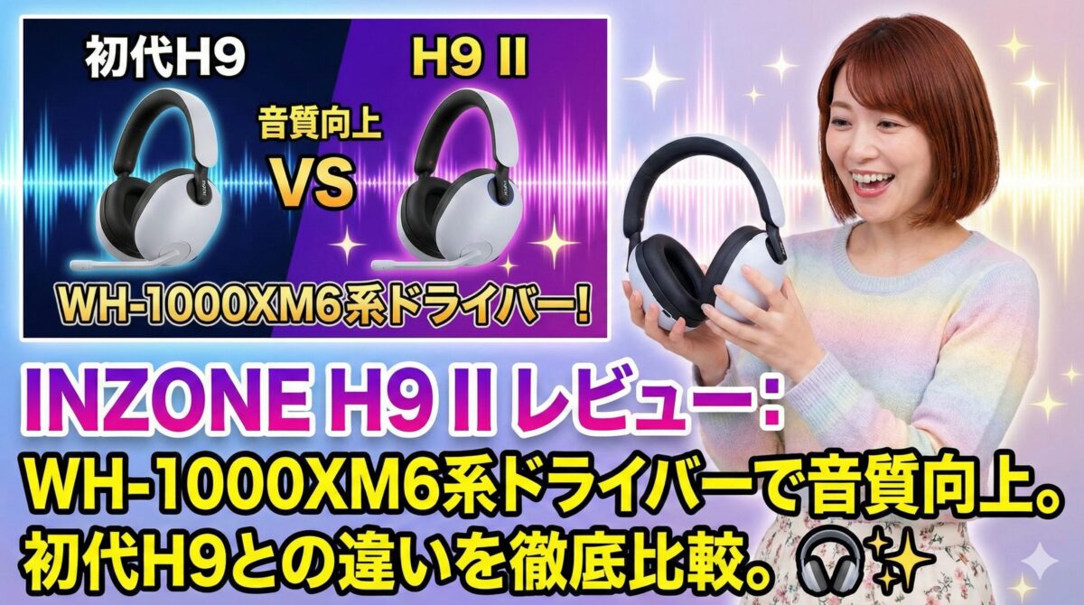 INZONE H9 II レビュー：WH-1000XM6系ドライバーで音質向上。初代H9との違いを徹底比較。